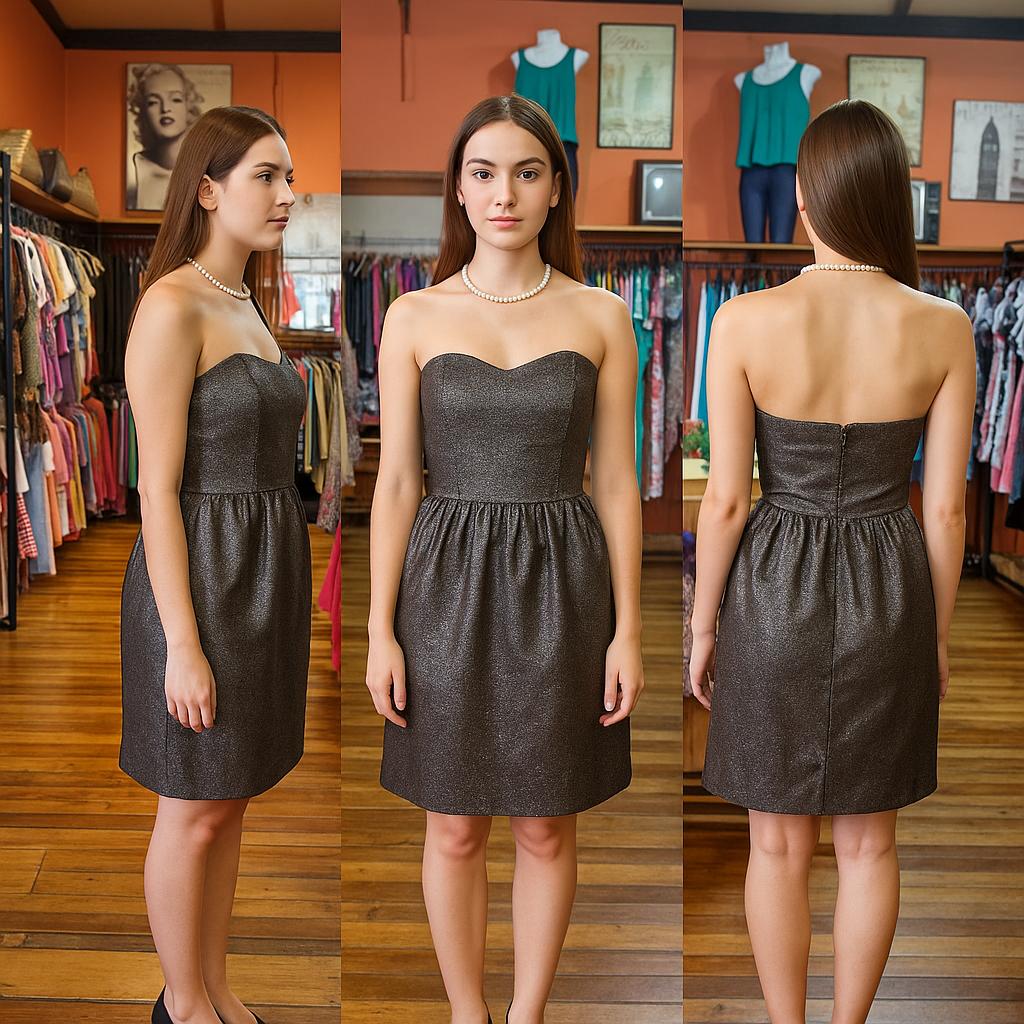 Vestido de Fiesta Mini con Glitter y Escote Corazón - Imagen 2