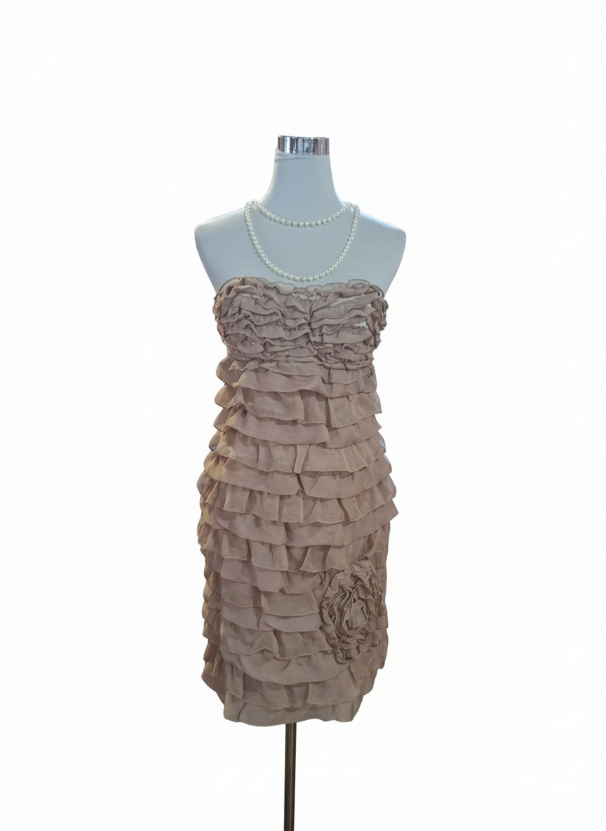 Vestido de Cóctel con Volantes en Cascada y Flor 3D - Imagen 2