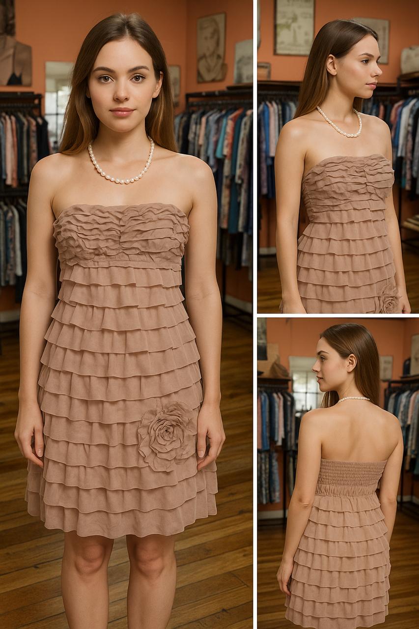 Vestido de Cóctel con Volantes en Cascada y Flor 3D - Imagen 5